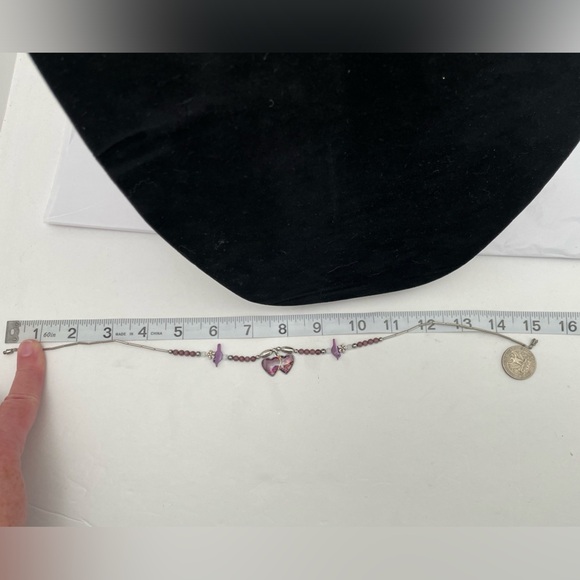 Vintage Amethyst Beads and Purple Hearts Necklace with Bird Accents - Picture 8 of 9